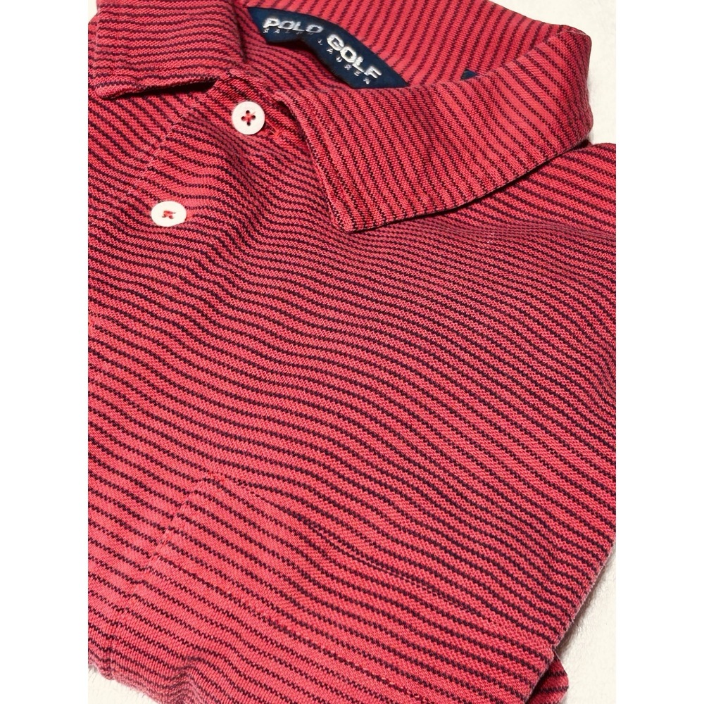 VTG 90s Polo Golf Ralph Lauren Striped Polo Shirt Large Red Single Stitch RARE